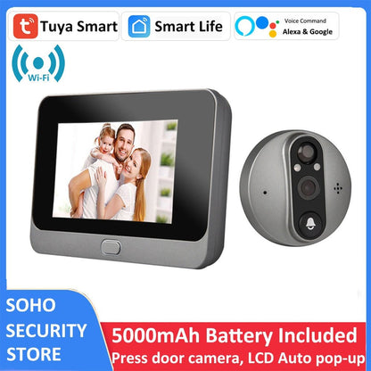 Digital Door Viewer - 1080P WiFi DoorBell Eye Peephole Camera with Monitor 4.3 Inch LCD Screen Motion Detection