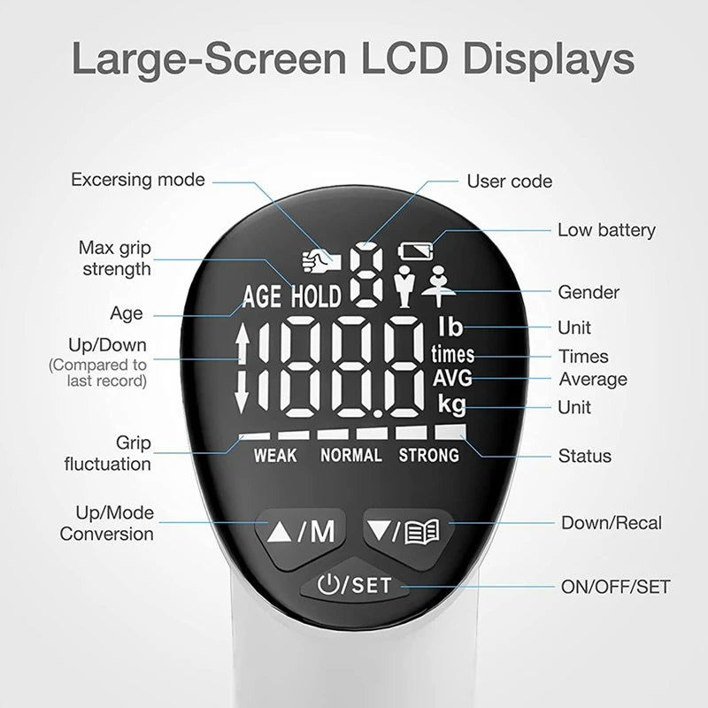 Digital Hand Grip Strengthener - Hand Grip Trainer with Auto-Capturing Digital Hand Dynamometer