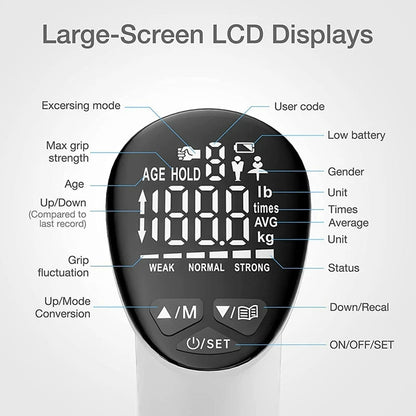 Digital Hand Grip Strengthener - Hand Grip Trainer with Auto-Capturing Digital Hand Dynamometer