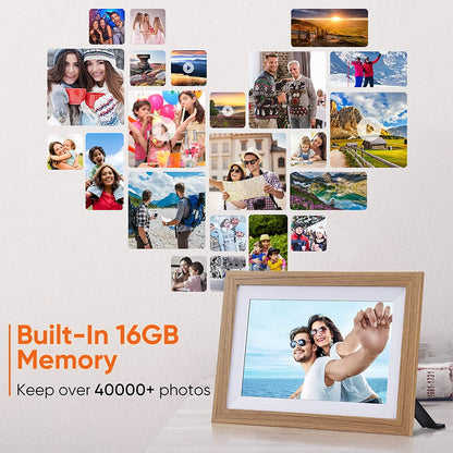 Digital Photo Frame - 10.1 Inch Wi-Fi Digital Picture Frame Easy to Share Videos via Frameo APP, Auto-Rotate & Wall Mountable