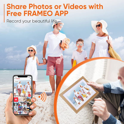 Digital Photo Frame - 10.1 Inch Wi-Fi Digital Picture Frame Easy to Share Videos via Frameo APP, Auto-Rotate & Wall Mountable
