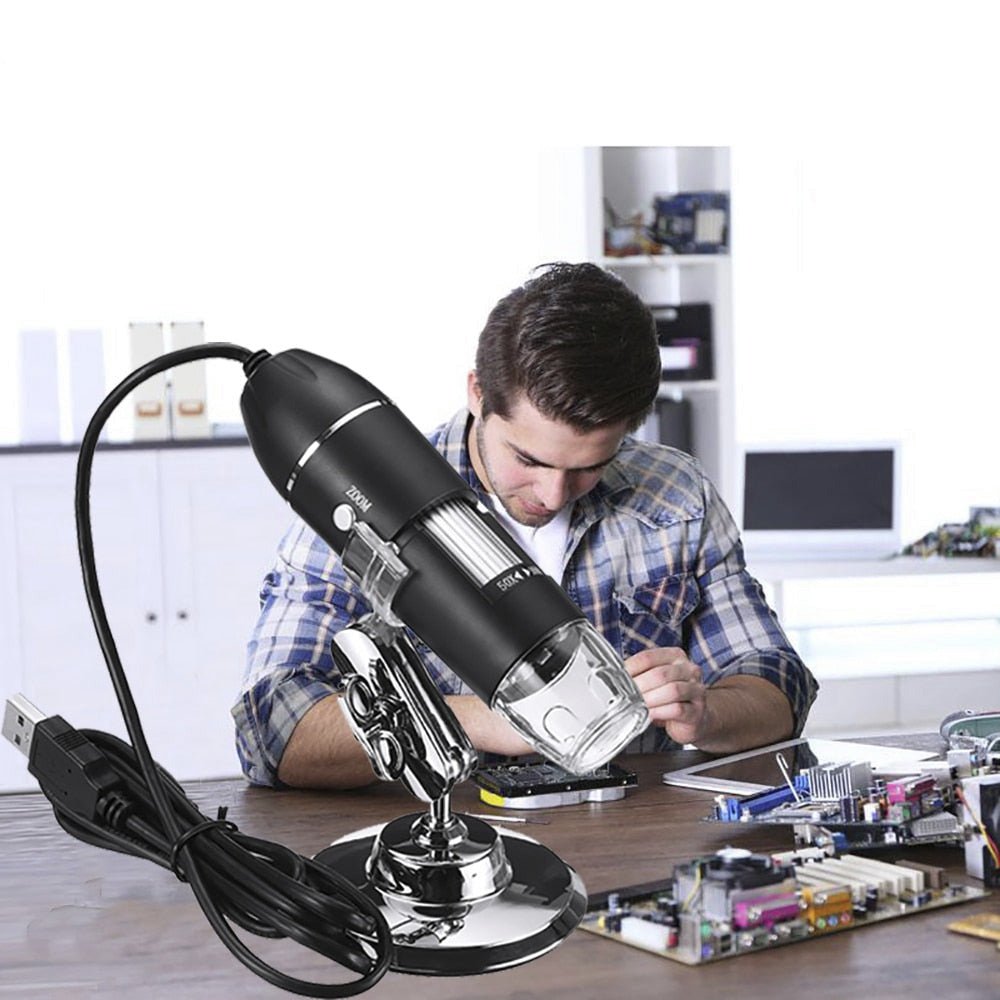 Digital USB Microscope with Carrying Case & Metal Stand, Wide Compatibity, Windows, Mac, Linux, Andriod