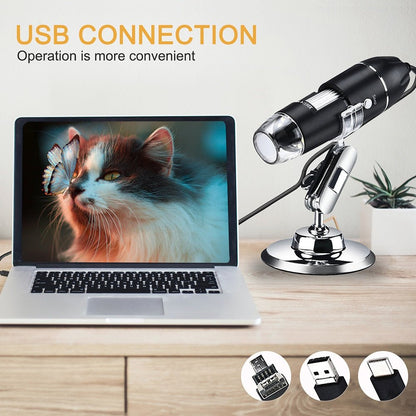 Digital USB Microscope with Carrying Case & Metal Stand, Wide Compatibity, Windows, Mac, Linux, Andriod