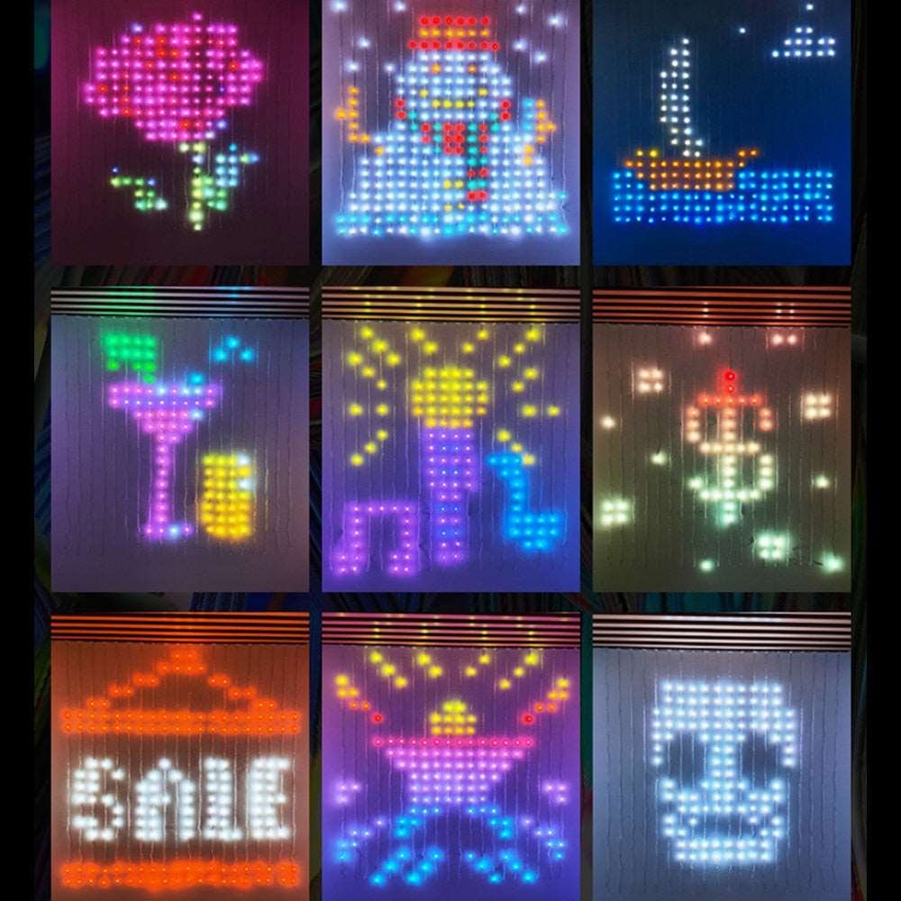 DIY Smart Curtain Lights - LED Curtain String Light, Lamp APP Remote Control Display