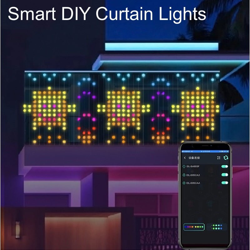 DIY Smart Curtain Lights - LED Curtain String Light, Lamp APP Remote Control Display