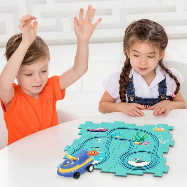DIY Toys Children Rail Car - DIY Assemble Jigsaw Flexible Railway Track Parent-child Interaction Toy
