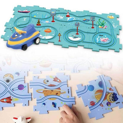 DIY Toys Children Rail Car - DIY Assemble Jigsaw Flexible Railway Track Parent-child Interaction Toy