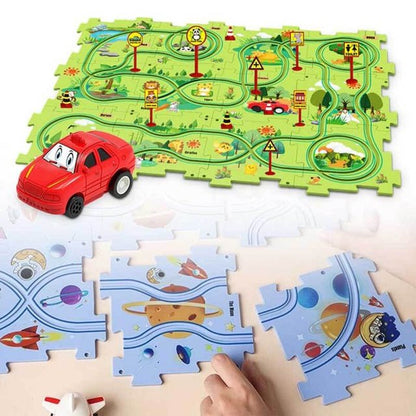 DIY Toys Children Rail Car - DIY Assemble Jigsaw Flexible Railway Track Parent-child Interaction Toy