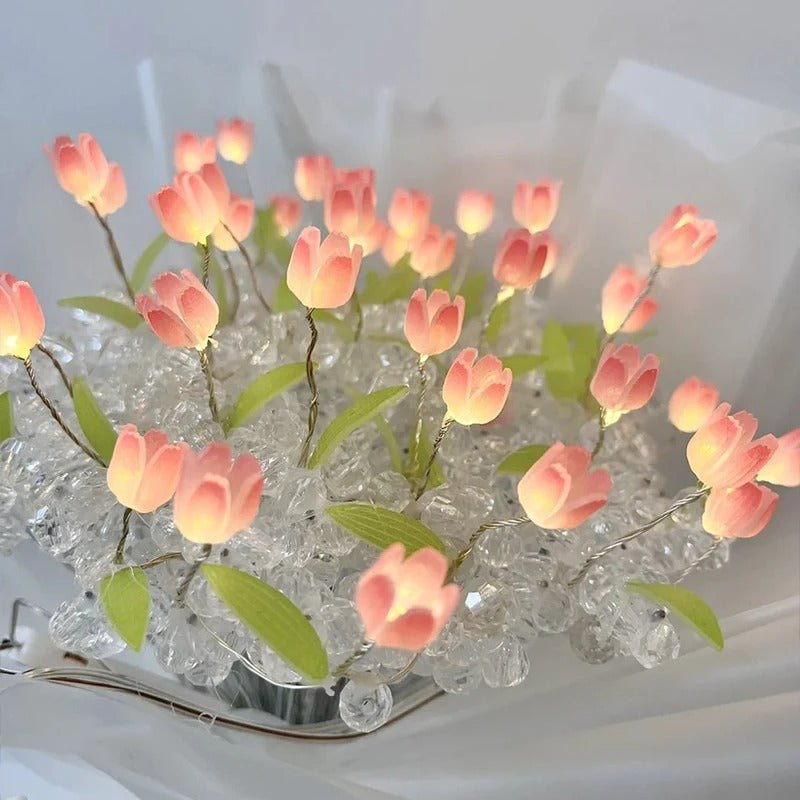 DIY Tulip Bouquet -  Handmade Flower Night Light, Artificial DIY Flower Bouquet with LED Lights