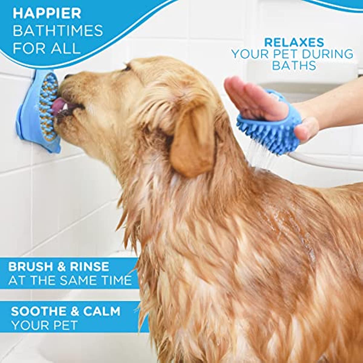 Dog Bath Brush Sprayer and Scrubber Tool - 2 in 1 Pet Grooming Supplies, Dog Wash with Hose and Shower Attachment
