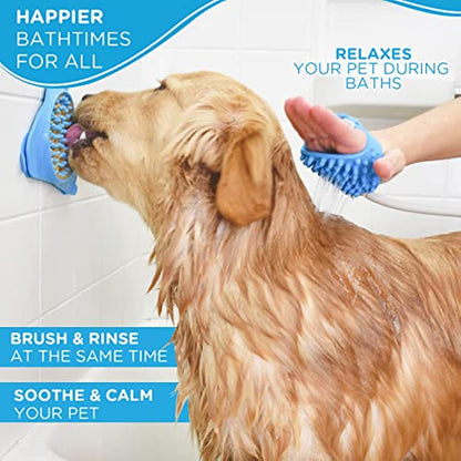 Dog Bath Brush Sprayer and Scrubber Tool - 2 in 1 Pet Grooming Supplies, Dog Wash with Hose and Shower Attachment