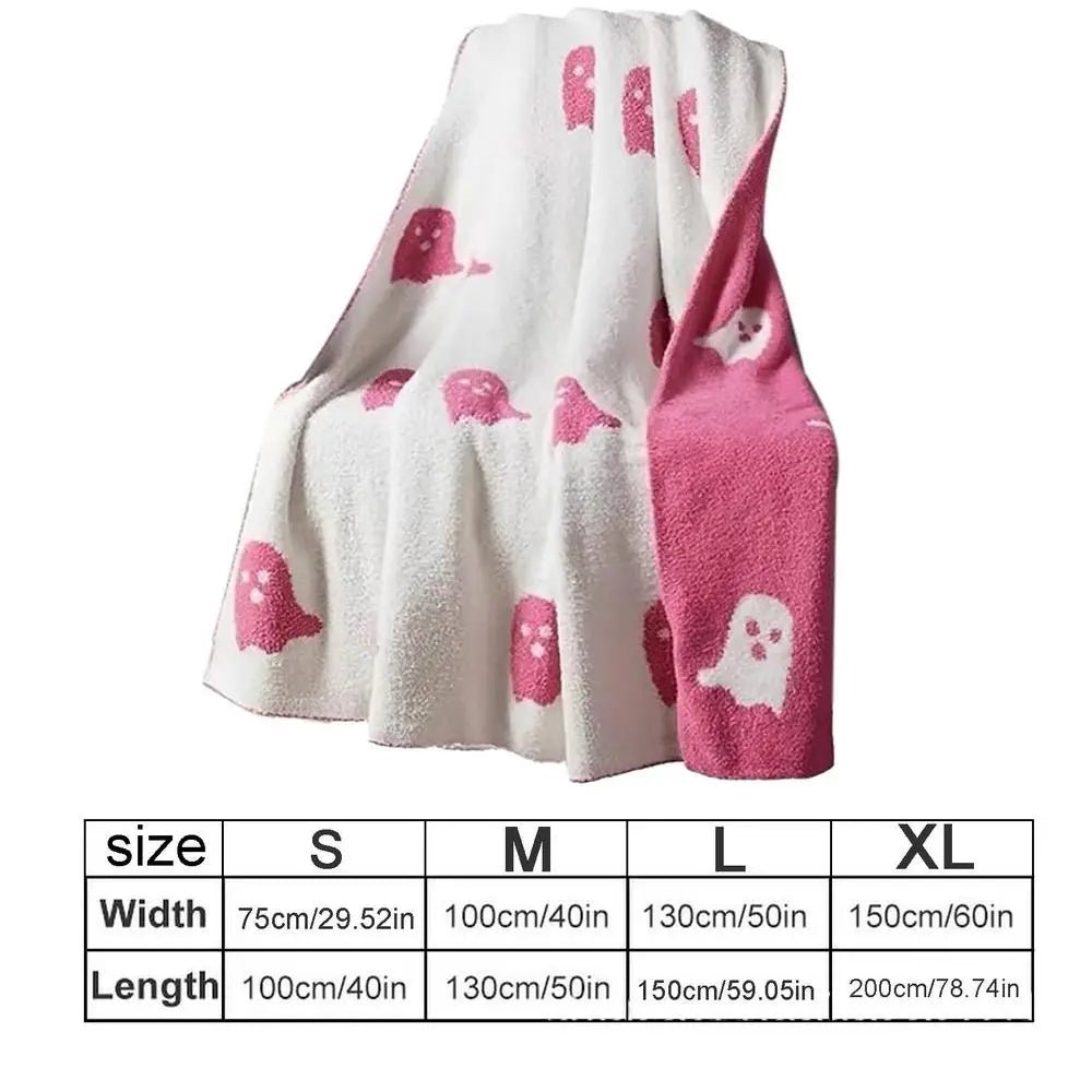 Double-Sided Pink and Balck Ghost Halloween Blanket – Cozy Flannel Throw for Beds, Sofas, & Couches