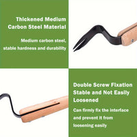 Stainless Steel Weed Puller Tool with Wooden Handle