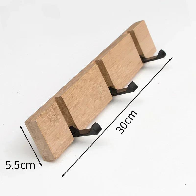 Wooden Wall-Mounted Coat Rack with Hidden Coat Hook