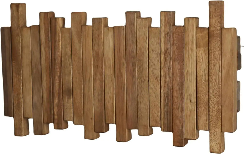 Natural Wood Coat Hook Rack Wall-Mounted Flip Down Coat Holder