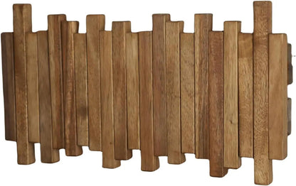 Natural Wood Coat Hook Rack Wall-Mounted Flip Down Coat Holder