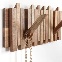 Rustic Wall-Mounted Coat Rack with 8 Flip Hooks