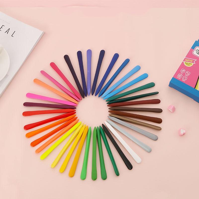 Triangle Crayon Set - Colorful Non-toxic Paint Wax Triangle Stick Crayons - Durable Anti-Roll & Non-Sticky