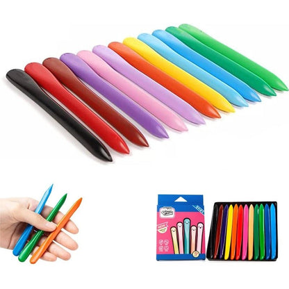 Triangle Crayon Set - Colorful Non-toxic Paint Wax Triangle Stick Crayons - Durable Anti-Roll & Non-Sticky