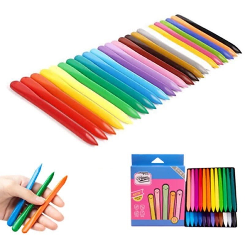 Triangle Crayon Set - Colorful Non-toxic Paint Wax Triangle Stick Crayons - Durable Anti-Roll & Non-Sticky