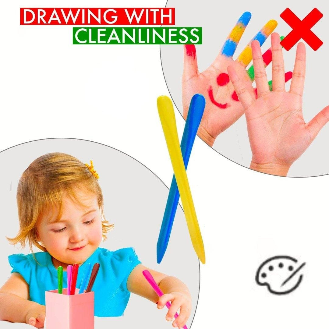 Triangle Crayon Set - Colorful Non-toxic Paint Wax Triangle Stick Crayons - Durable Anti-Roll & Non-Sticky