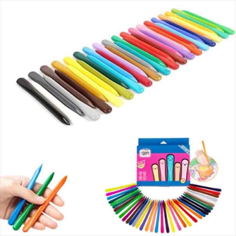 Triangle Crayon Set - Colorful Non-toxic Paint Wax Triangle Stick Crayons - Durable Anti-Roll & Non-Sticky