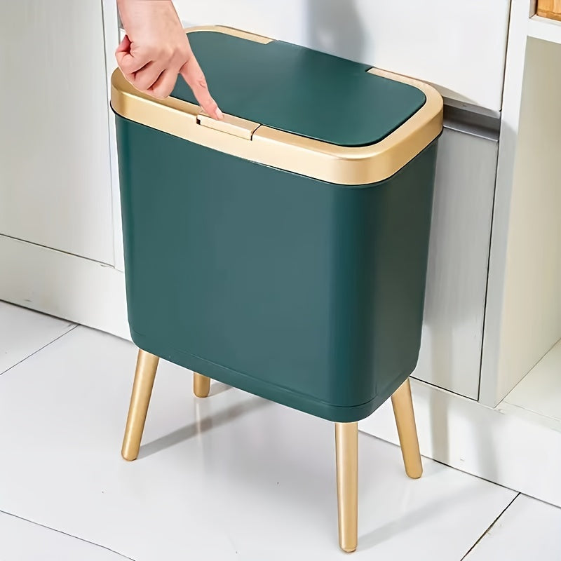 Raised-Leg Trash Can – 15L Odor-Resistant Sorting Bin with Lid for Kitchen, Office, Bathroom & Multi-Purpose Organization