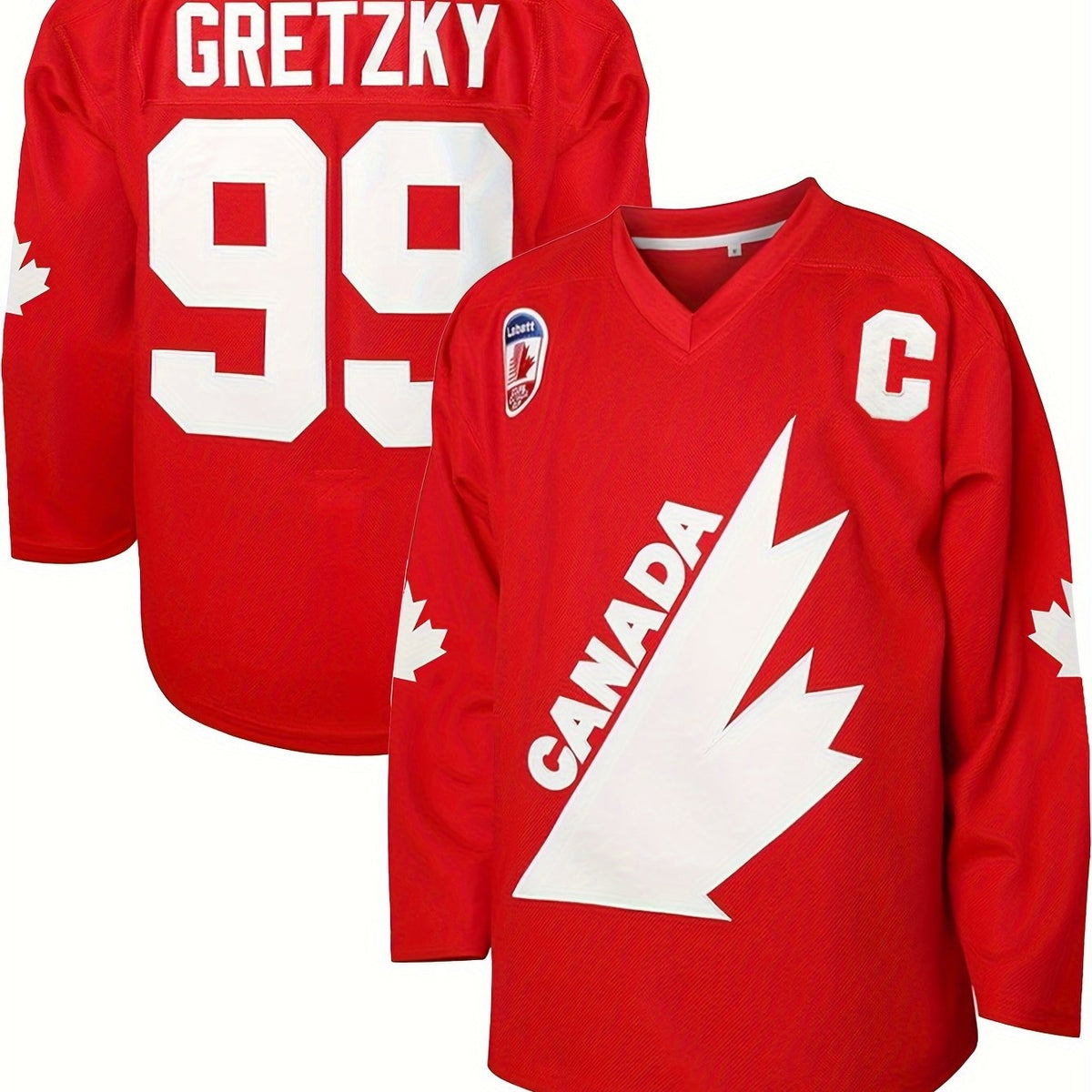 Men’s Red Maple Leaf Ice Hockey Sweatshirt – Loose Embroidered Long Sleeve Sportswear Hoodie for Casual Street Style and Breathable Everyday Wear