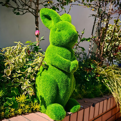 Green Resin Rabbit Statue – Charming Garden and Home Decor Accent with Playful Design for Indoor and Outdoor Artful Display