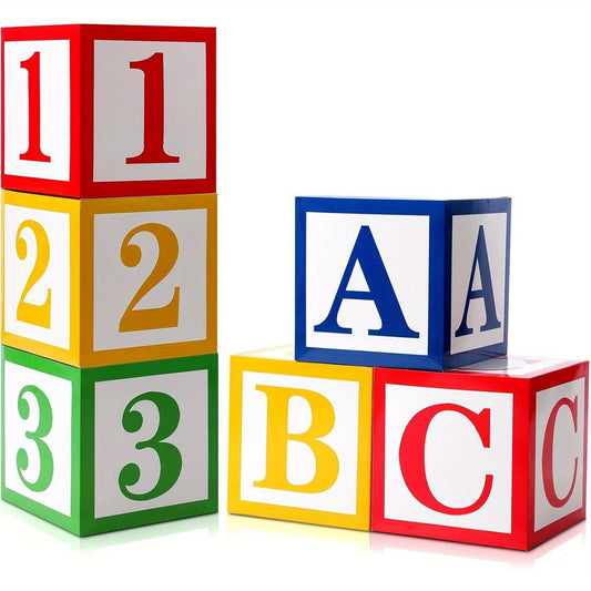 ABC & 123 Friends Street Party Decoration Boxes – 6pcs Back-to-School Alphabet Balloon Favors for Graduation, Birthdays & Classroom Celebrations