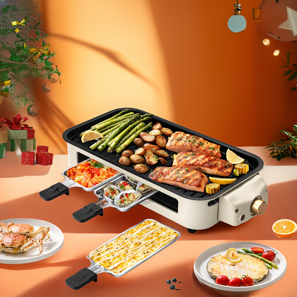 Smokeless Indoor Electric Grill - 1500W Portable BBQ Station with Non-Stick Plate, Dishwasher Safe for Easy Kitchen Use