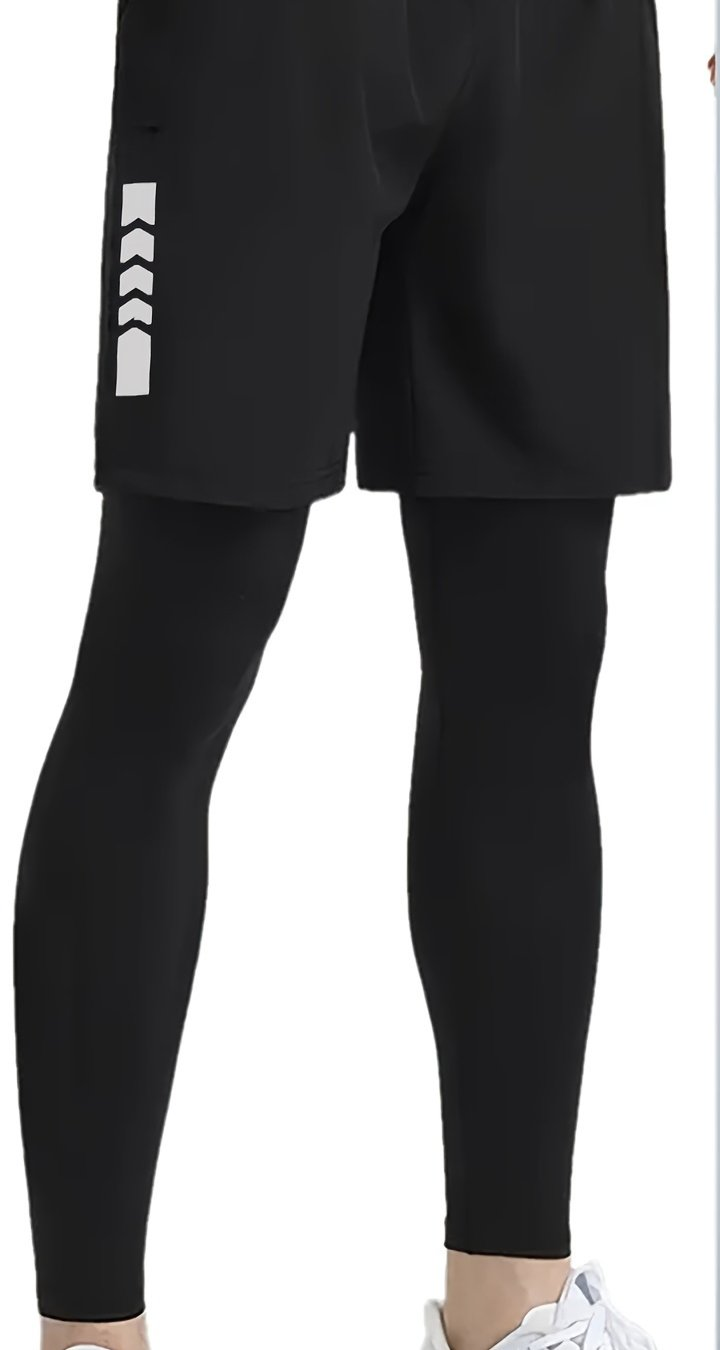 Men’s 2-Piece Sports Set – Running Training Shorts with Compression Tights, Quick-Dry Activewear for Gym & Basketball