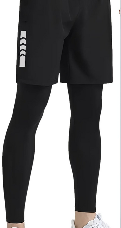 Men’s 2-Piece Sports Set – Running Training Shorts with Compression Tights, Quick-Dry Activewear for Gym & Basketball