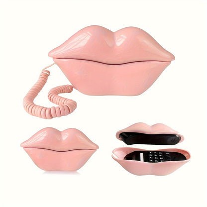 Retro Lip Corded Telephone – Quirky Analog Mouth Phone for Home Decor, Fun Gift & Vintage Room Accent