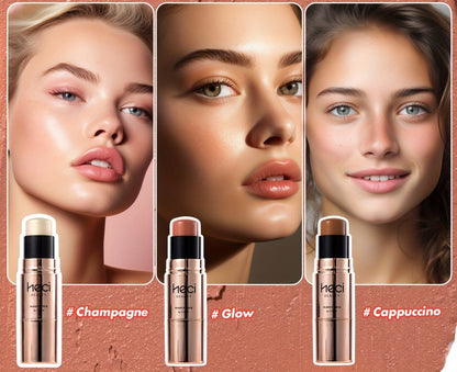 Contour & Highlight Stick Set –3-in-1 Blush Creamy Multi-Color Makeup Kit for Cheeks, Nose & Glow-On-the-Go Beauty