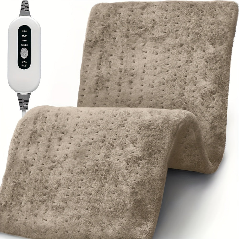 Soft Flannel Electric Heating Pad – 12”x24” Wrap with 4 Heat Settings, Auto Shut-Off, Fast Heating, Machine Washable for Full-Body Relief