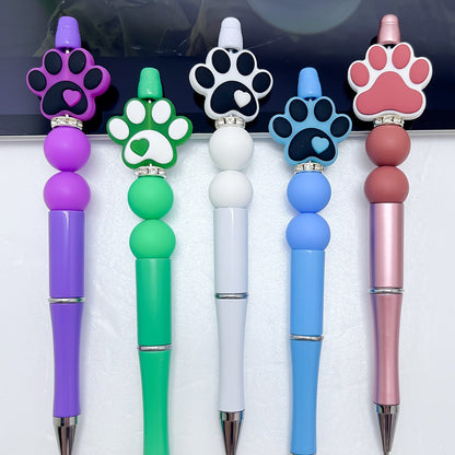 Paw Design Twistable Fine Point Silicone Ballpoint Pen Set - 5pcs Pens Ideal for School, Office, and Prize Gifts