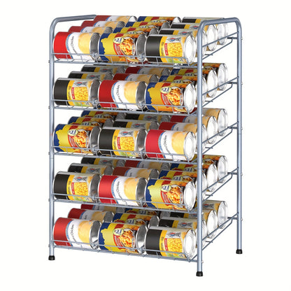 Adjustable Large Metal Can Rack Organizer – Multi-Tier Pantry Shelf for 84 Cans, Space-Saving Kitchen Cabinet Storage with Custom Dividers