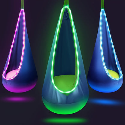 LED Light Hammock Set with Remote – Glowing Outdoor Bed with Adjustable Brightness for Patio, Camping, Birthdays & Holiday Gifting