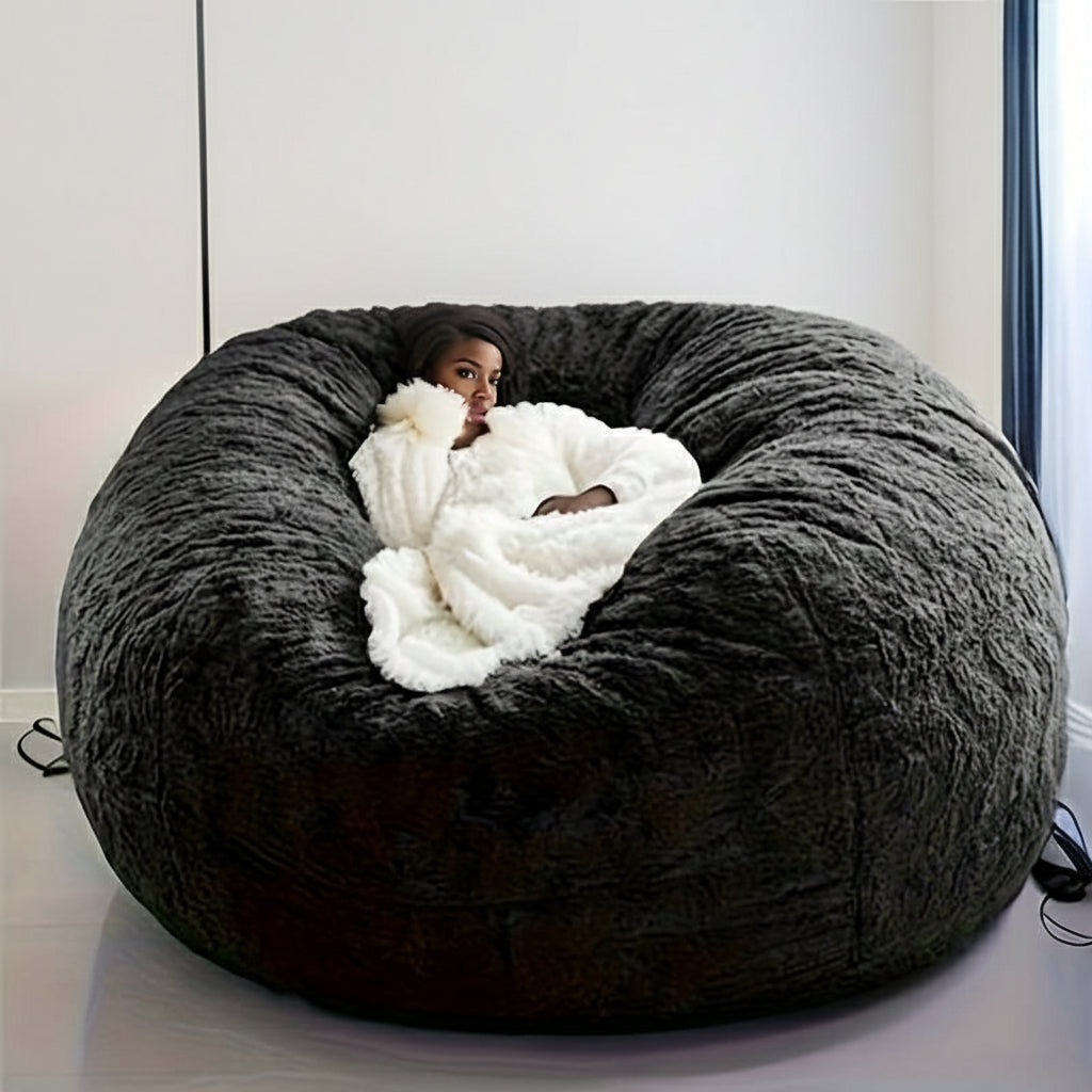 Soft Fluffy Plush Sofa Bean Bag Chair Cover – Faux Fur Slipcover for Cozy Seating, Living Room Decor, Gaming and Lounge Comfort (No Filling Included)