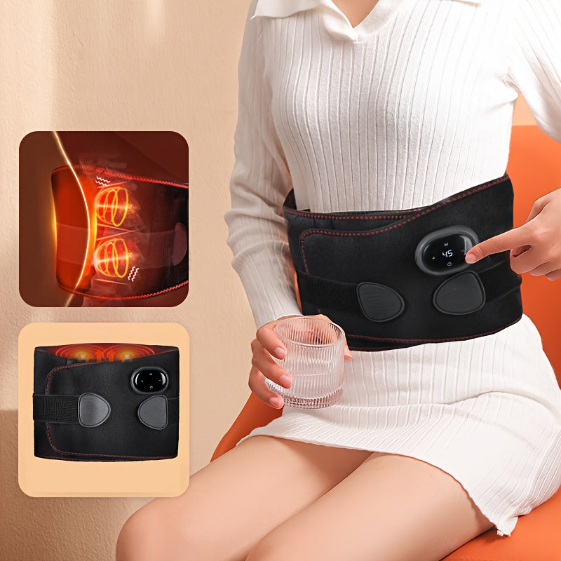Rechargeable Waist Massager with Heat – Adjustable Lumbar Support Belt for Back Pain Relief, USB Charging, Portable Design