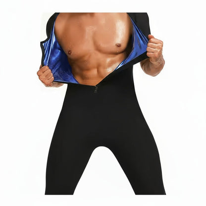 Breathable Mesh Full Body Sweat Suit - Men's Warm Fitness Tights - Polyester Zipper Sports Top for Gym, Yoga, Hiking, Camping - Round Neck, Solid Color, Suitable for All Seasons