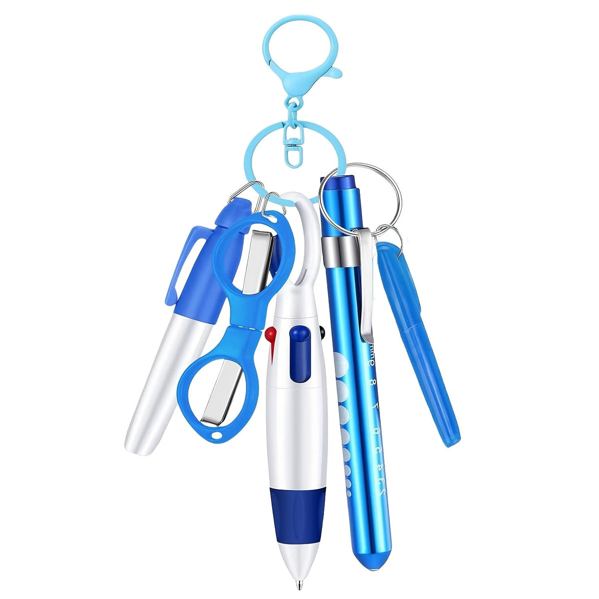 1 Set/6pcs Nurse Pen Set Badge Reel Holder Accessories Clip - Retractable Mini Nursing Ball Pen Permanent Marker Highlighter Foldable Scissors Work Student Office Hospital for Nurses Coworkers