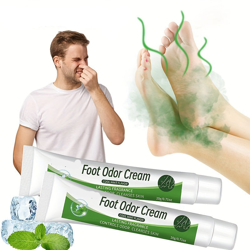 Natural Mint Foot Odor Cream – 2 Pack Refreshing Deodorizing Treatment, Moisturizing Foot Care, Eliminate Odors, Keep Feet Cool, Soft, and Comfortable All Day