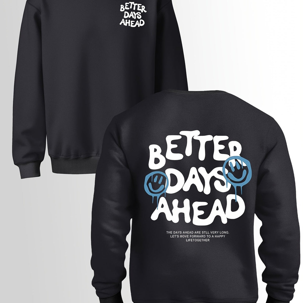 Better Days Ahead Men’s Hoodie – Casual Crew Neck Sweatshirt with Geometric Design for Street & Retro Looks