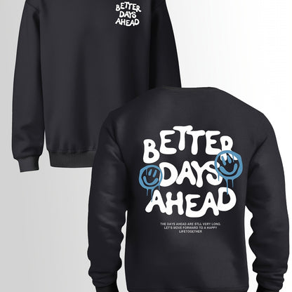Better Days Ahead Men’s Hoodie – Casual Crew Neck Sweatshirt with Geometric Design for Street & Retro Looks