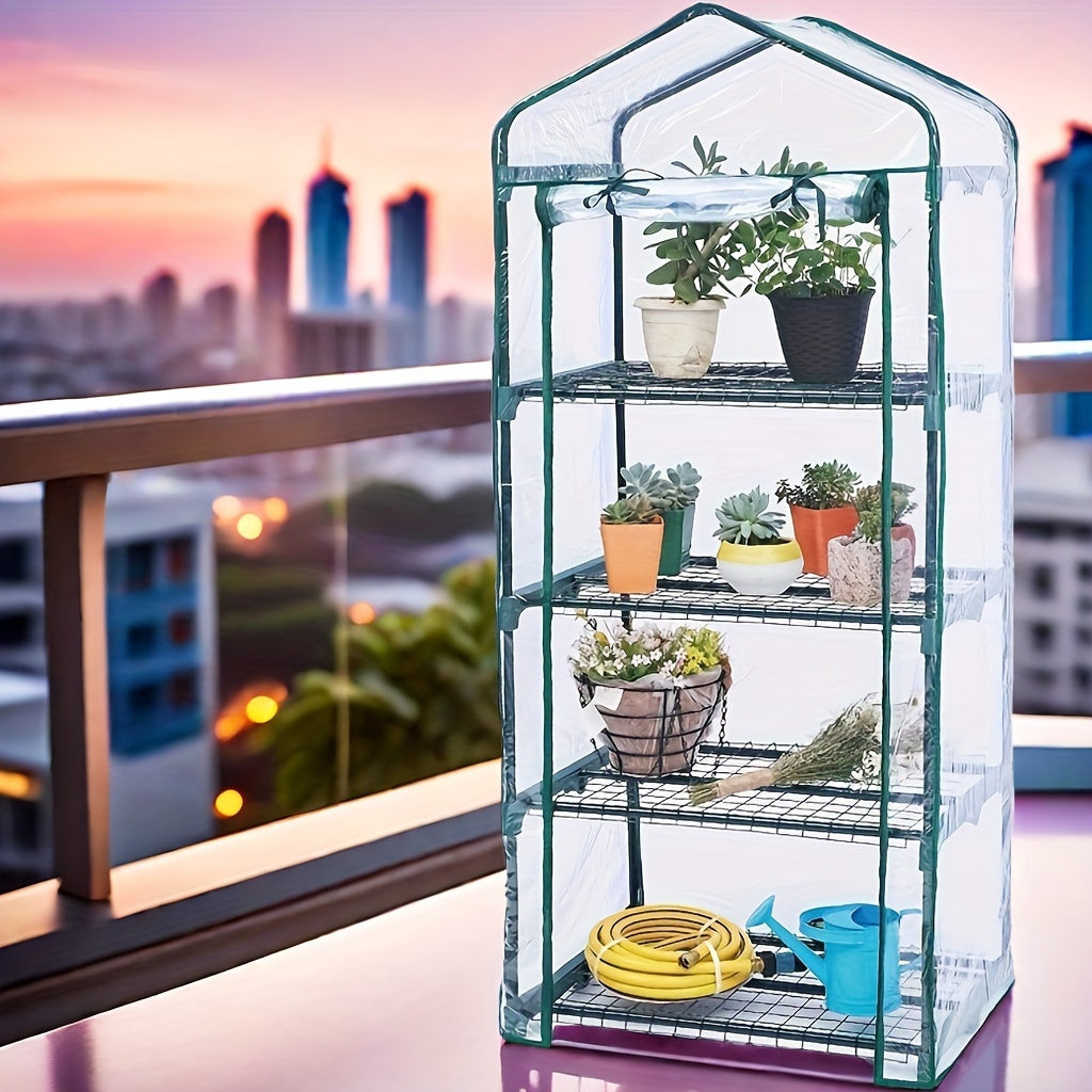 Greenhouse PVC Plant Protector Cover – 4-Tier Transparent Waterproof Replacement Cover for Garden Plant Shelter, Indoor and Outdoor Use