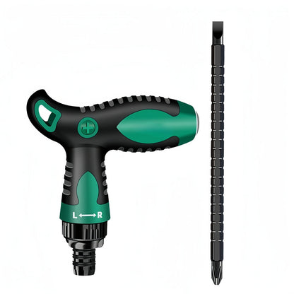 T-Handle Ratchet Screwdriver – Adjustable Anti-Slip Steel Driver with Forward/Reverse Gears for Home & Office Use