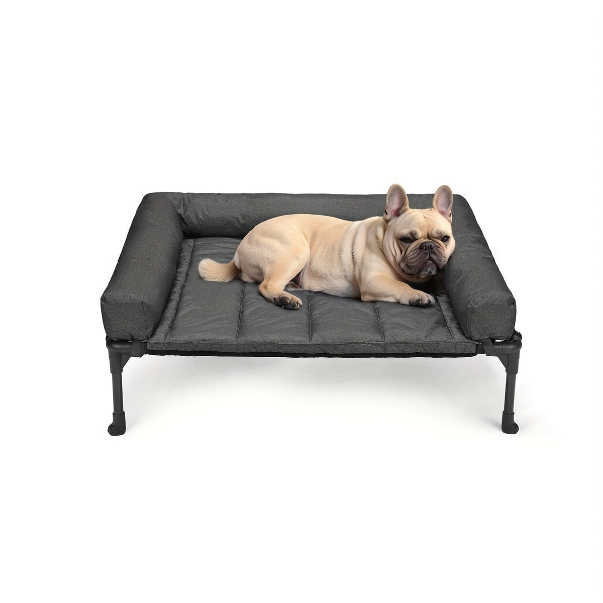 Raised Breathable Cooling Elevated Dog Bed with Pillow-Top – Mesh Bolster Pet Cot for Indoor/Outdoor Summer Comfort & Joint Support