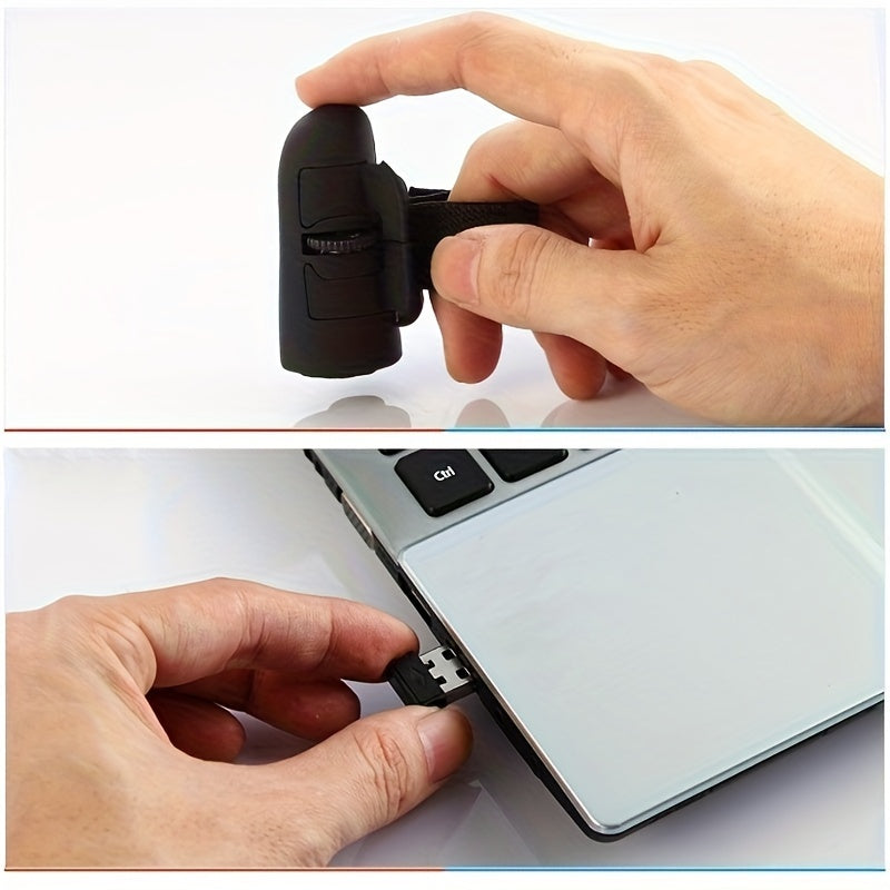 Wireless Finger Mouse – Compact 2.4G Right-Handed Mini Mouse with Animal Print, Lightweight Design for Computer, Tablet, and Phone, Battery Not Included